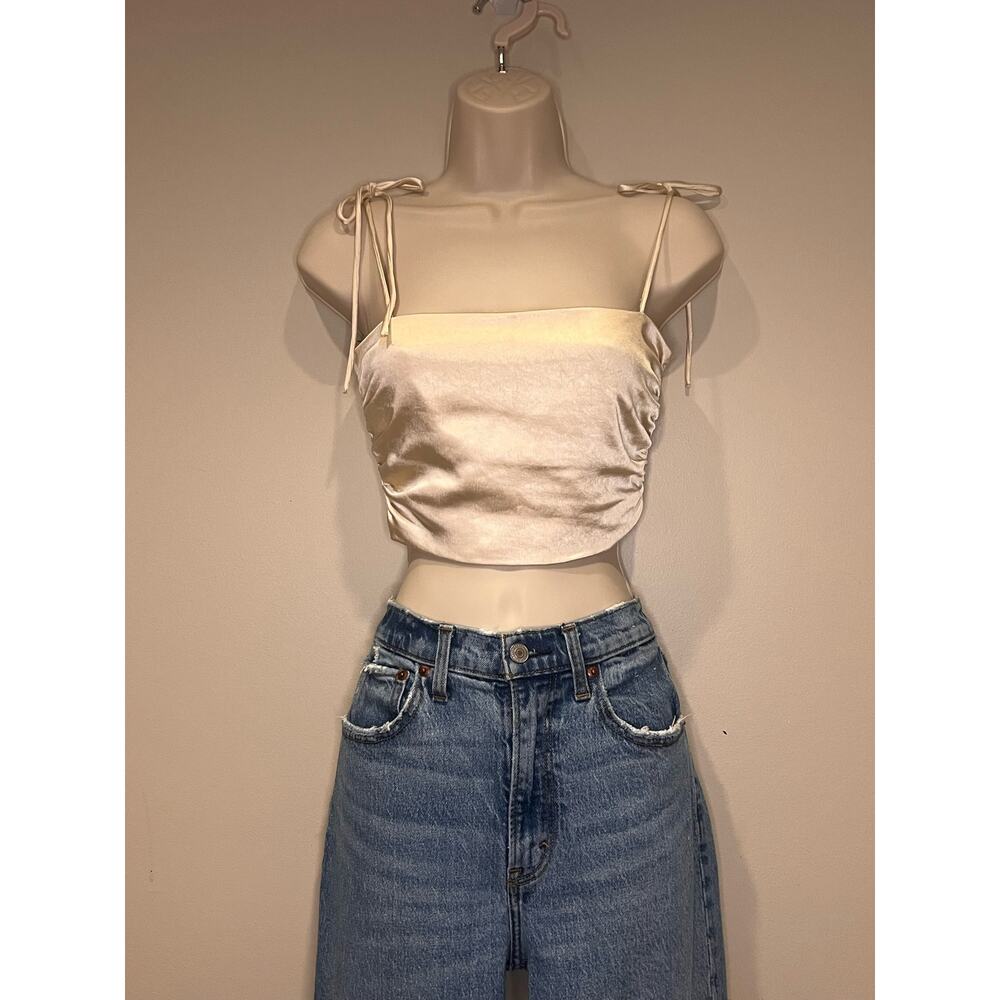 Satin effect strappy bandeau crop top by Zara